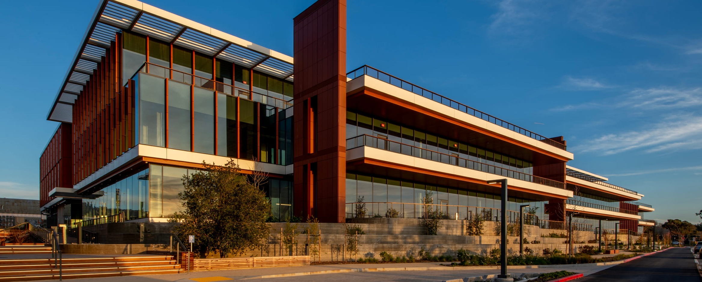 Modern glass office building exterior