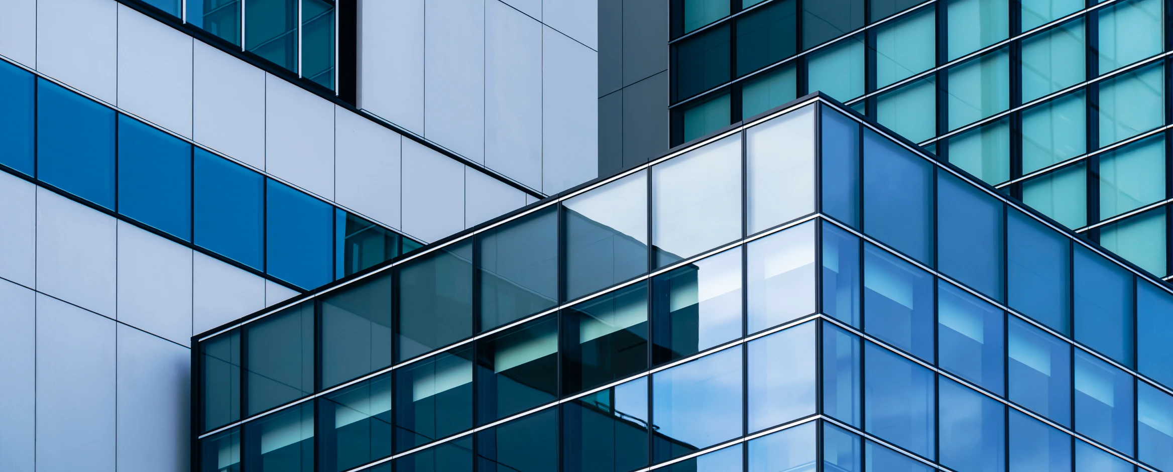 Urban glass skyscraper exterior